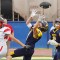 Greybull High School freshman Kayson Herebia (8) reaches up to catch a pass intended for Riverside’s Nick Riley (7) during last Tuesday’s JV game against Basin in Greybull. GHS freshman Jace Pouska (6) was successful in intercepting the ball and regaining possession for the Buffs. Lisa Kunkel